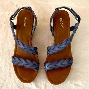 Nicole blue wedge sandal